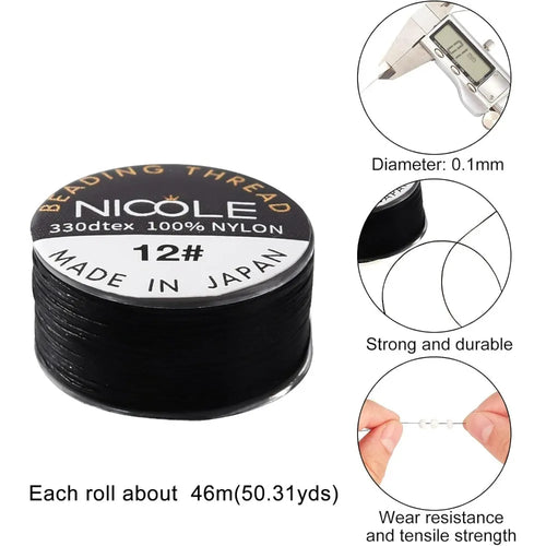 0.1mm Nylon Beading Thread 100 Yards – Black & White Cord Beading Thread Axl