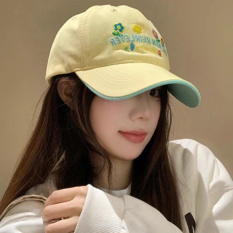 Women's Embroidered Floral Baseball Cap – Cotton Visor Dad Hat Baseball Cap Axl