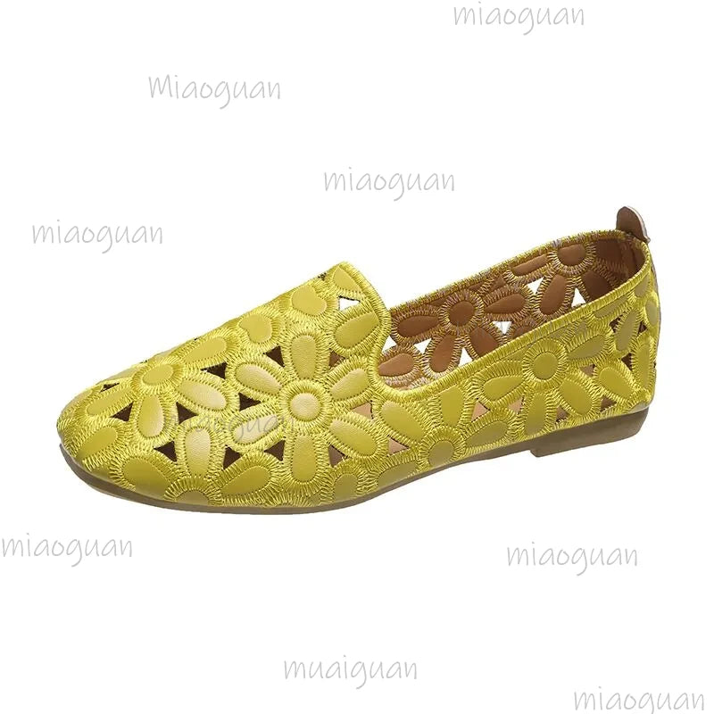 Women's Floral Mesh Slip-On Loafers | Breathable Summer Flats Slip-On Loafers Axl