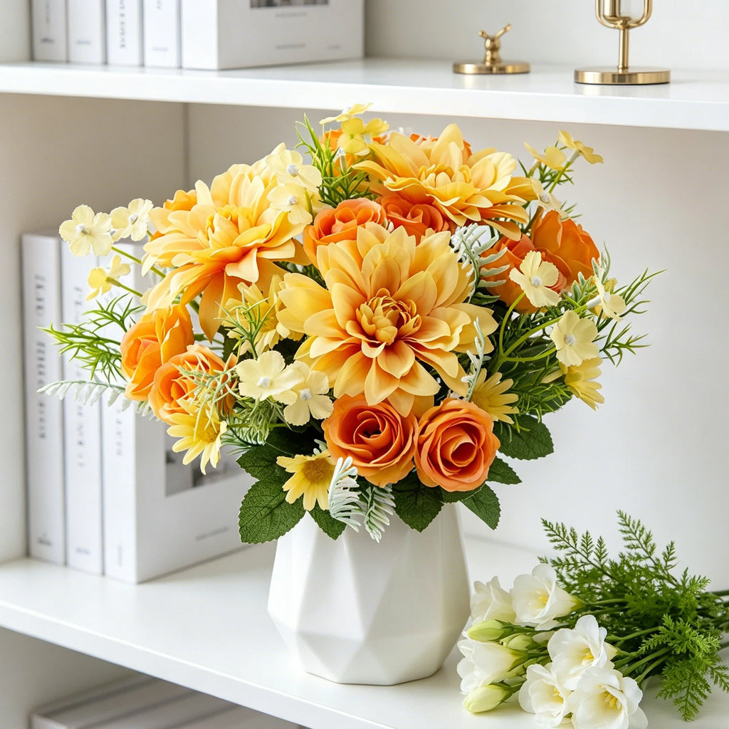 Artificial Silk Dahlia Rose Bouquet – Wedding & Home Decor Artificial Flower Bouquet Axl