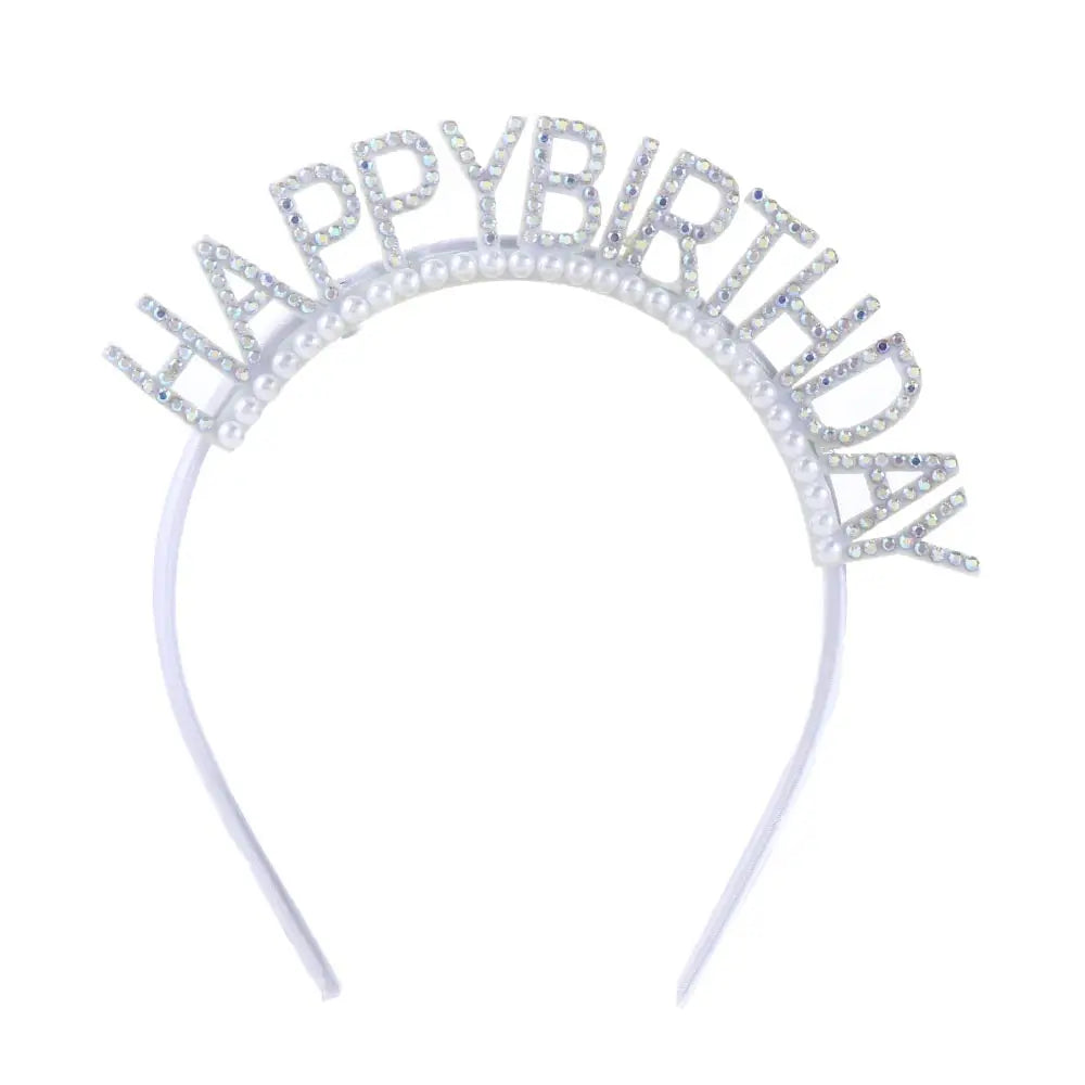 Rhinestone Crown Happy Birthday Headband – Queen Hair Hoop Birthday Headband Axl C
