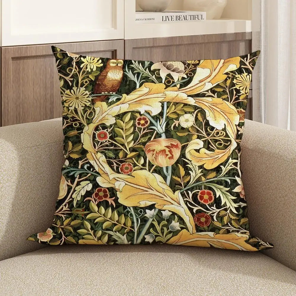 William Morris Linen Cushion Cover – Sofa, Bed & Chair Décor Linen Cushion Cover Axl White1 45X45cm