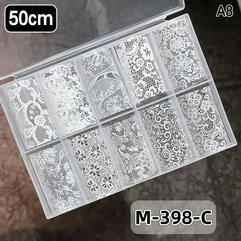 Lace Flower Nail Transfer Foils & Stickers – DIY Nail Art Nail Art Stickers Axl A8