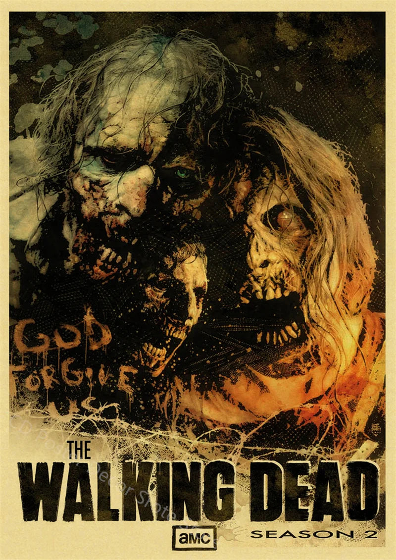 Walking Dead Retro Vintage Poster | Wall Art Print A3/A4