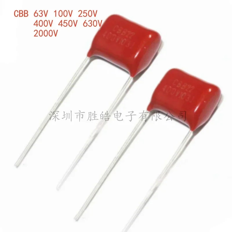 10PCS CBB Polypropylene Film Capacitor 63V–2000V | NioCen Film Capacitor Axl 100V221J-P5