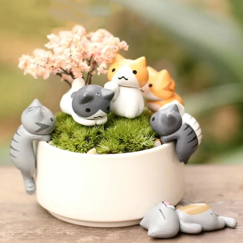 6-Piece Lucky Cat Miniature Figurines – Bonsai Garden Decor Miniature Figurine Set Axl Default Title