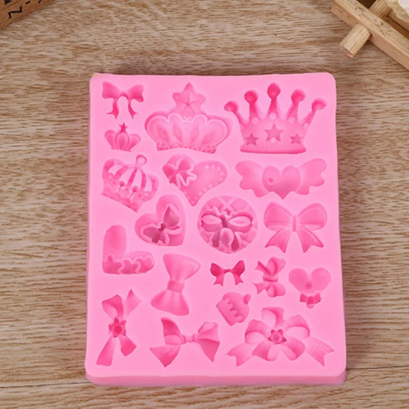 Crown Bowknot 3D Silicone Fondant Mold – Cake Candy Making Silicone Baking Mold Axl
