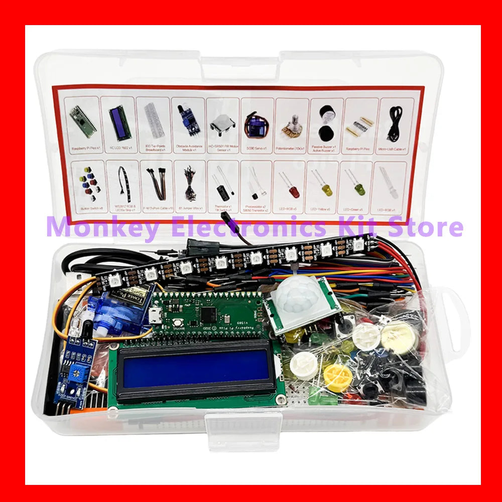 Raspberry Pi Pico RP2040 Starter Kit with LCD1602 Display Microcontroller Starter Kit Axl