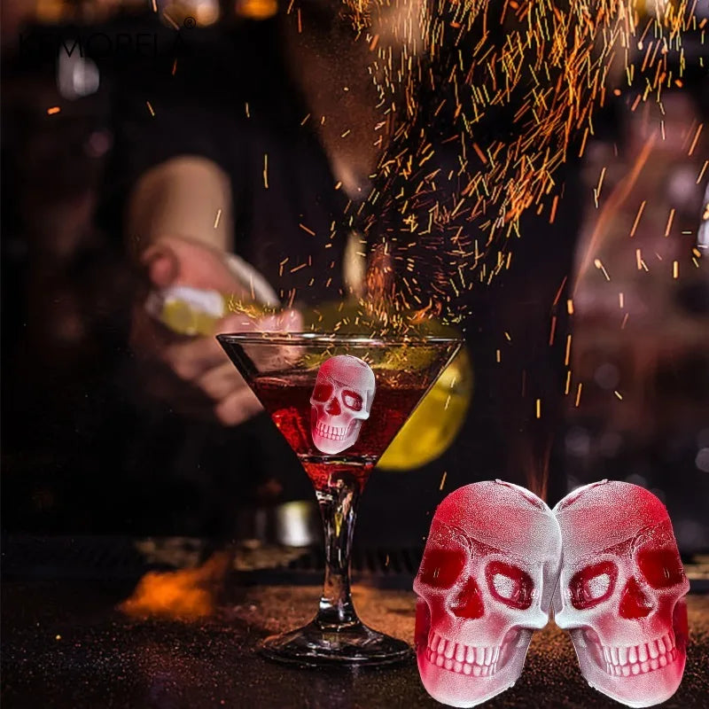 Skull Ice Ball Mold – BPA-Free 3D Silicone Ice Cube Tray 4/6 Grid Silicone Ice Mold Axl