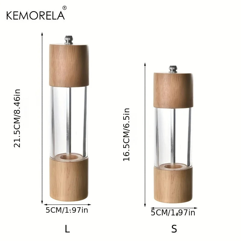 KEMORELA Acrylic & Wood Salt and Pepper Grinder Set Salt & Pepper Mill Axl