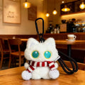 2-Pack Kawaii Plush Black Cat Keychain – Cute Bag Charm Gift Plush Keychain Charm Axl WhiteB-1PCS