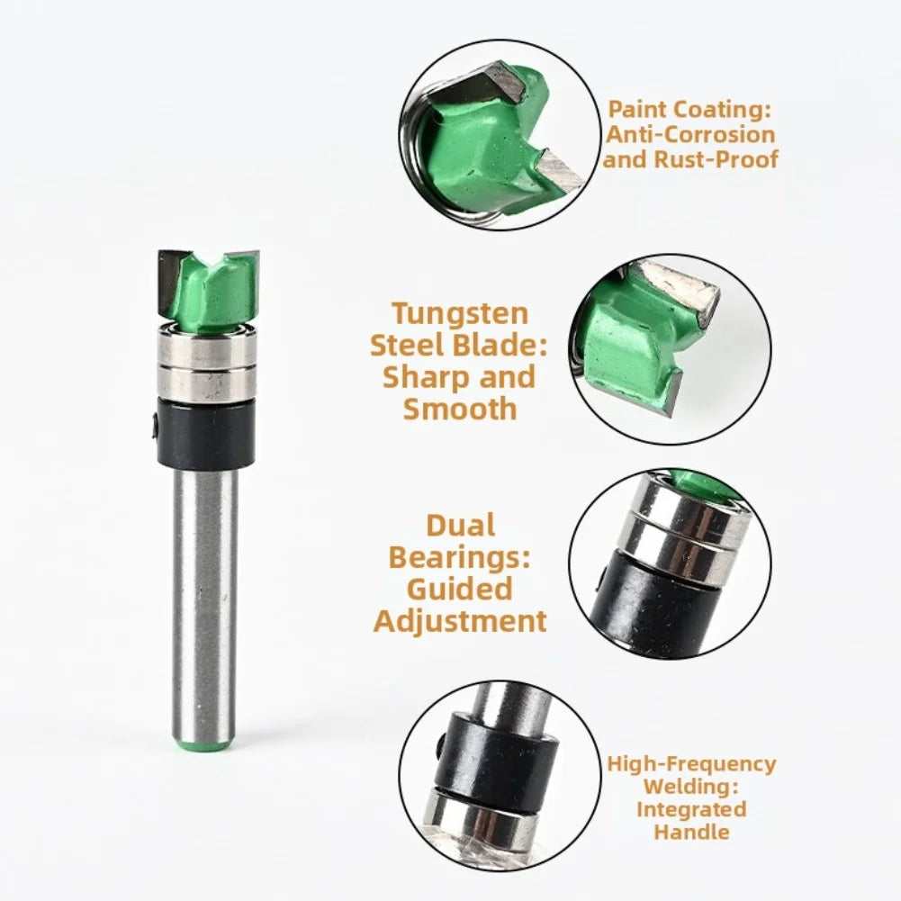 Dual-Bearing Edge Trimming Bit – Woodworking Milling Cutter Router Trimming Bit Axl