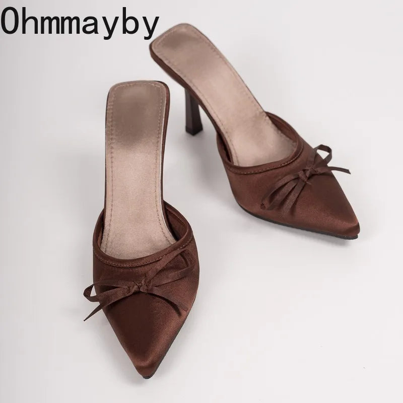 Women's Pointed Toe High Heel Mule Slides – Slip-On Pumps High Heel Mule Slides Axl