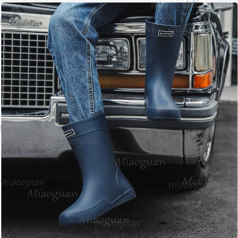 Men's Waterproof Mid-Calf Rain Boots | Non-Slip Rubber Outdoor Men's Rain Boots Axl