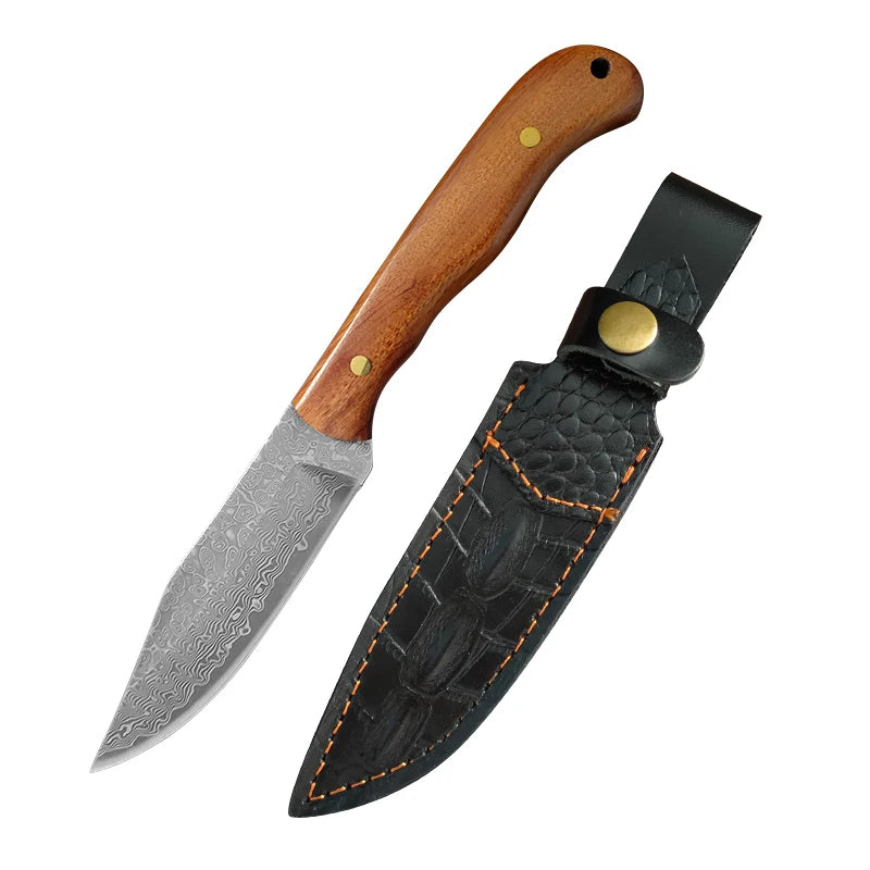 Hand Forged Damascus Steel Kitchen Knife – Wood Handle Damascus Kitchen Knife Axl Knife A