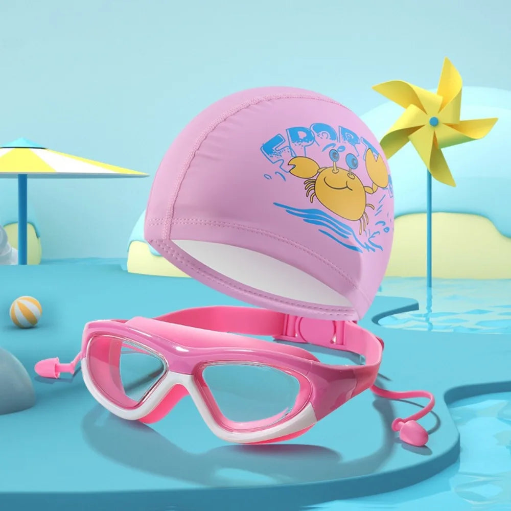 Kids Swimming Cap & Anti-Fog Goggles Set | UV Cartoon Kids Swim Set Axl Style 1