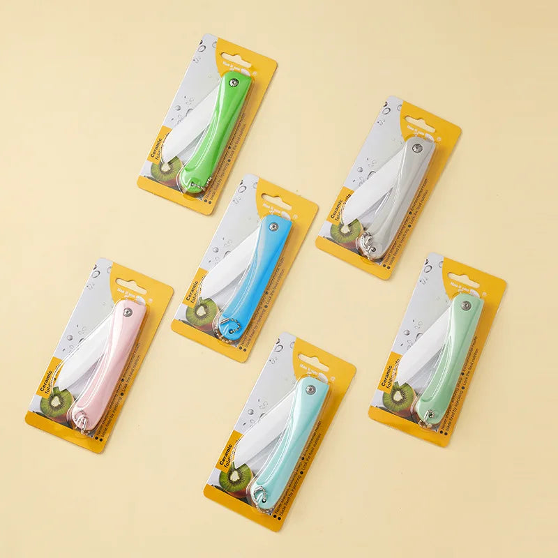 Folding Ceramic Fruit Knife – Portable Paring Knife with Sleeve Ceramic Paring Knife Axl