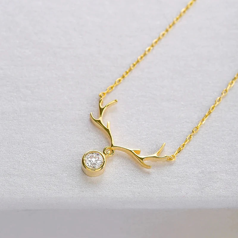 Huitan Christmas Elk Pendant Necklace – Cubic Zirconia 3 Colors Pendant Necklace Axl