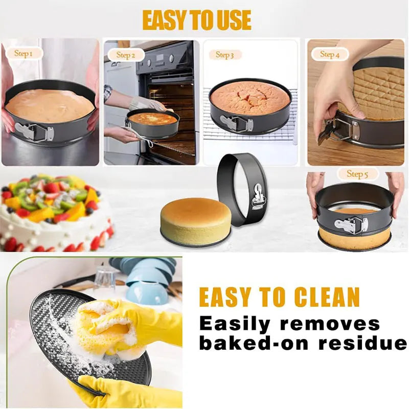 3-Piece Nonstick Springform Cake Pan Set – Round Heart Square Springform Cake Pan Set Axl