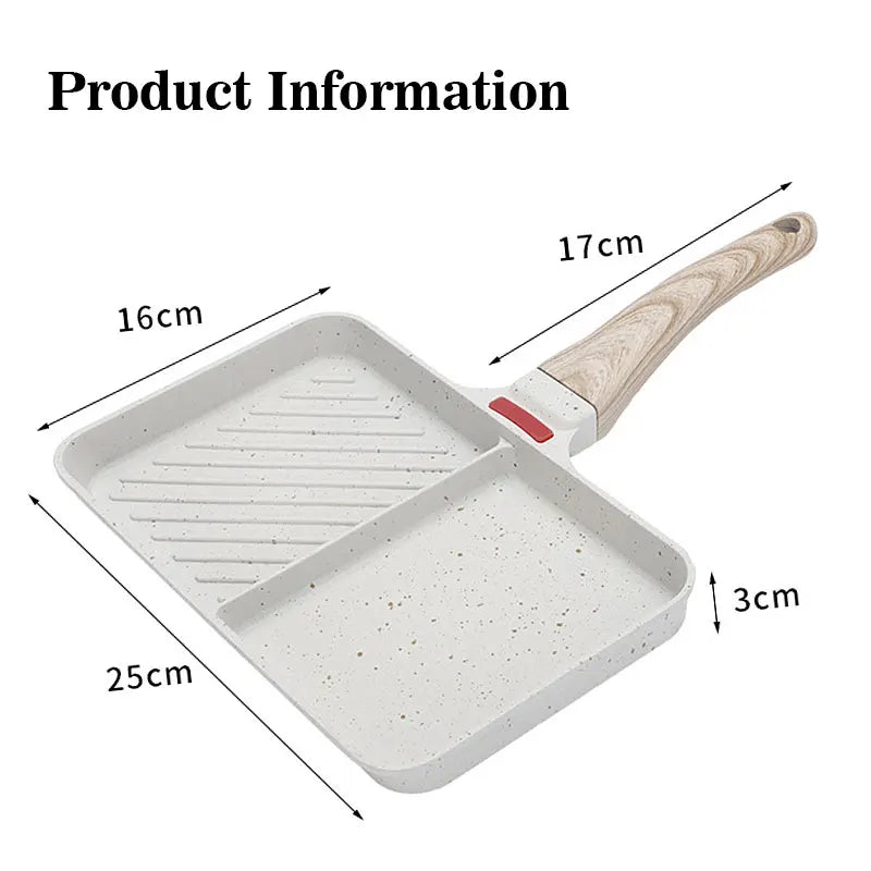 2-Section Nonstick Divided Grill Pan – Egg & Steak Skillet Divided Grill Pan Axl