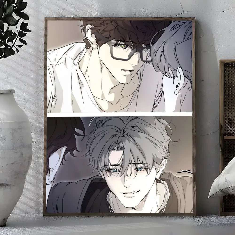 Webtoon BL Art Poster – Self-Adhesive Waterproof Wall Sticker Wall Art Poster Axl White10 21X30cmNoframe