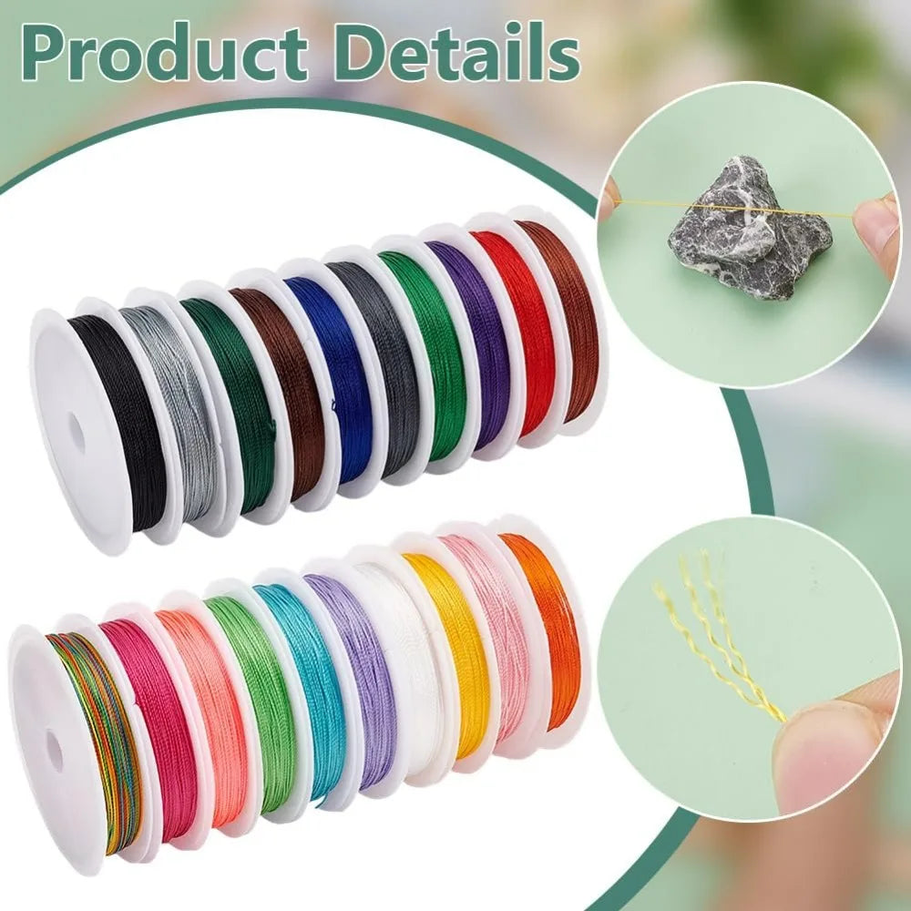 20 Colors 219 Yards Beading String – 0.4mm Knotting Cord Set Beading Cord Set Axl