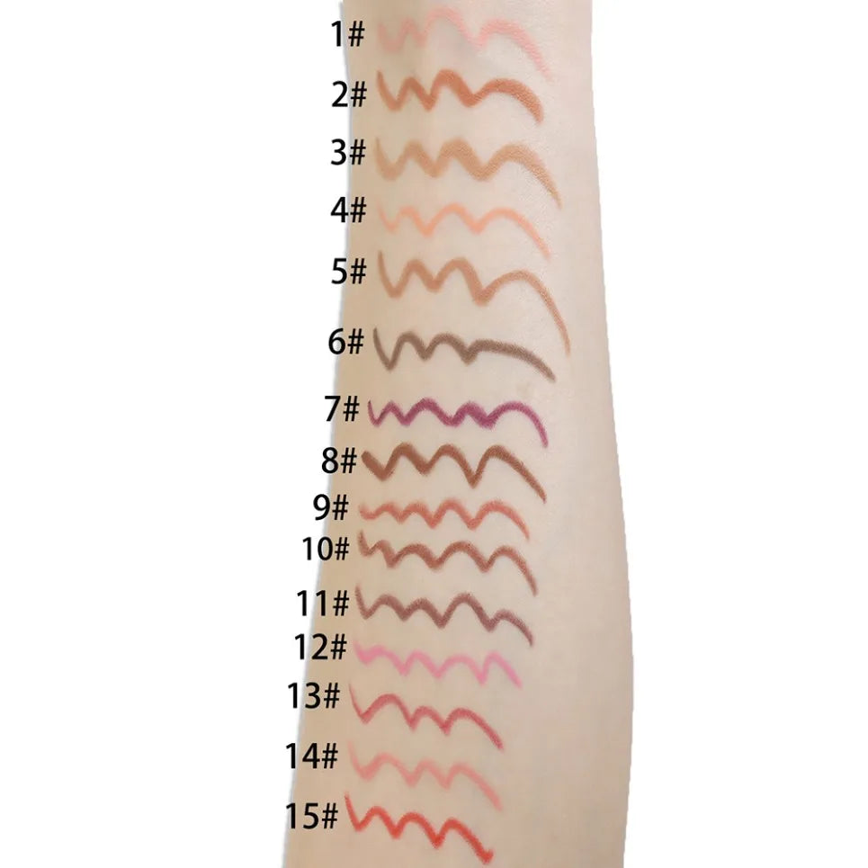 15-Color Waterproof Vegan Lip Liner Set – Nude & Long-Lasting Lip Liner Set Axl