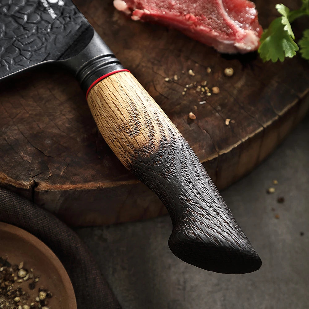 XINZUO 7.28" 67-Layer Damascus Bone Chopper – Oak & G10 Handle Damascus Bone Chopper Axl