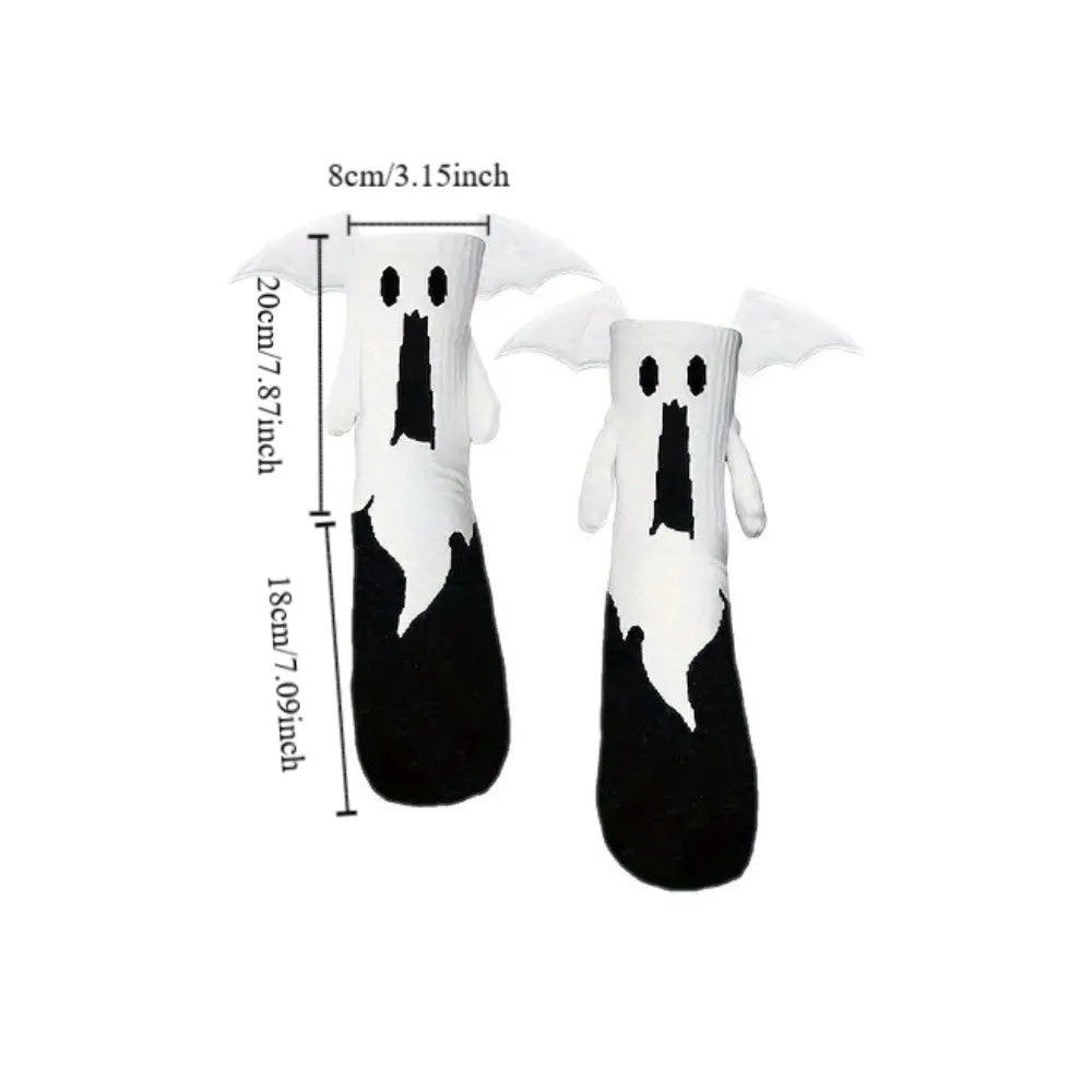Halloween Bat Magnetic Couple Socks – Mid-Calf Cotton Knit Novelty Socks Axl