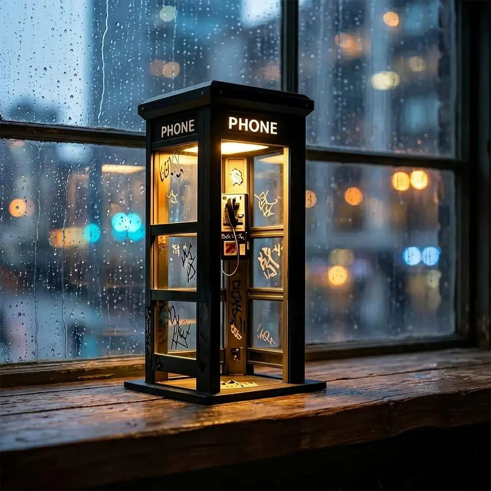 Retro Phone Booth Desktop Lamp – Vintage Ambient Night Light Decorative Desk Lamp Axl