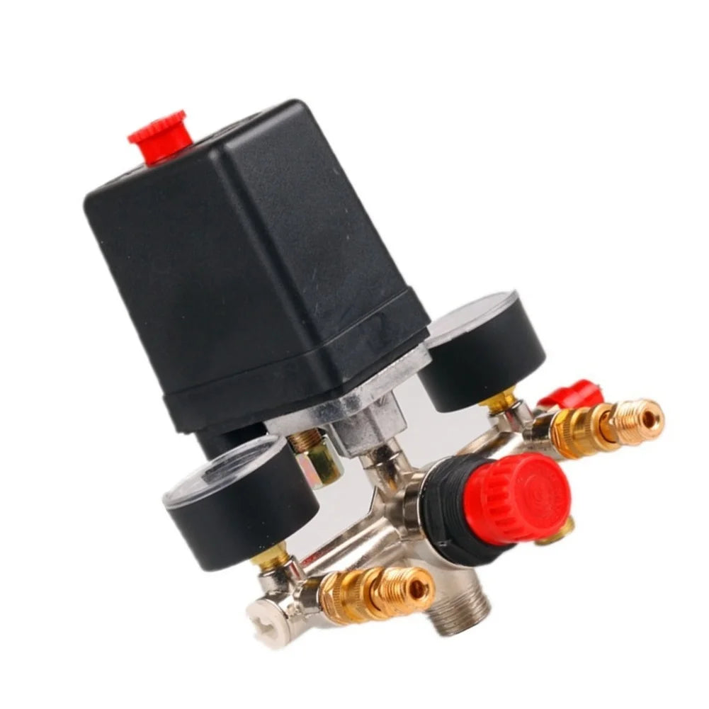 90–120 PSI Air Compressor Pressure Switch Valve & Dual Gauges Pressure Switch Valve Axl