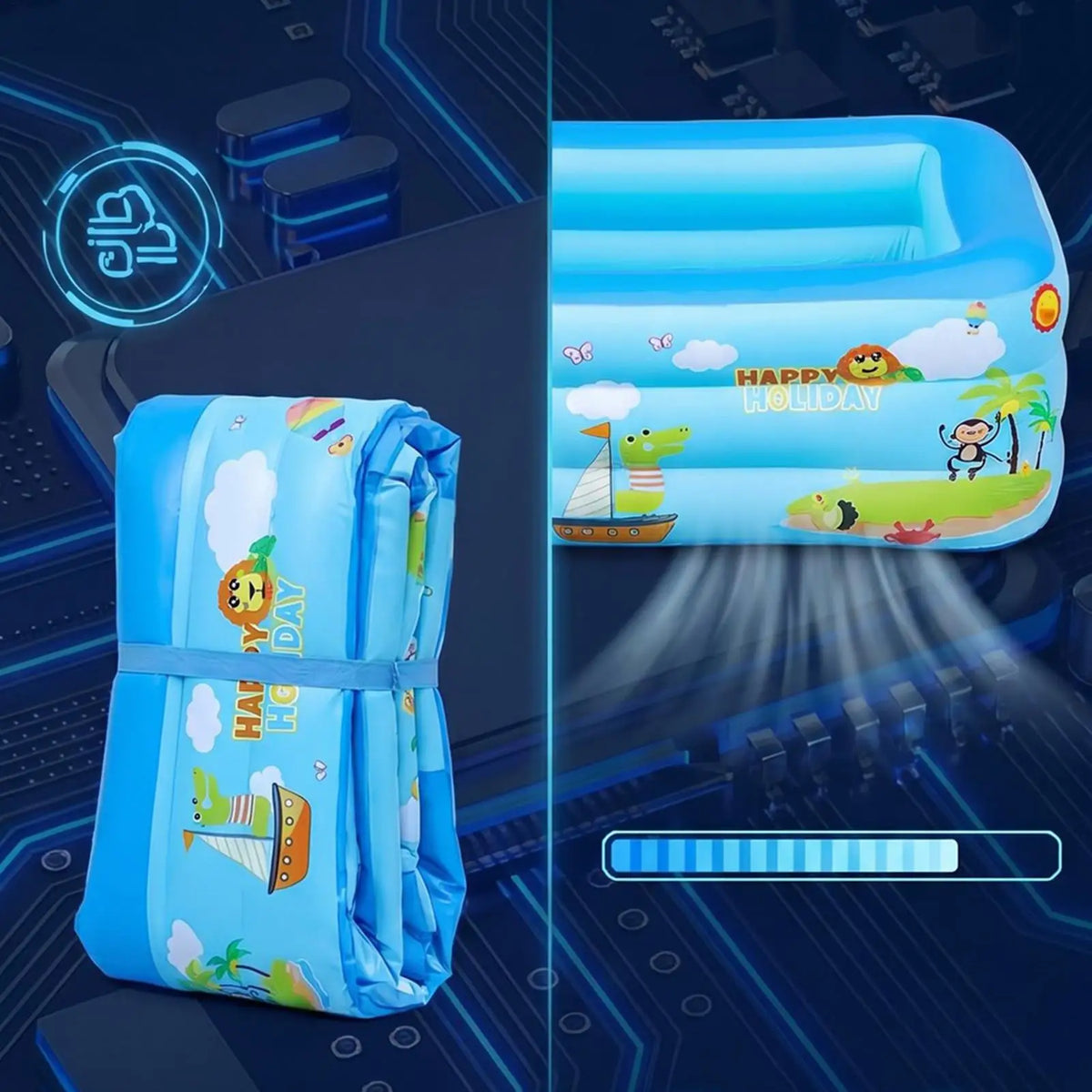 Inflatable Kids Pool – Large UV-Resistant Foldable Square Pool Inflatable Swimming Pool Axl
