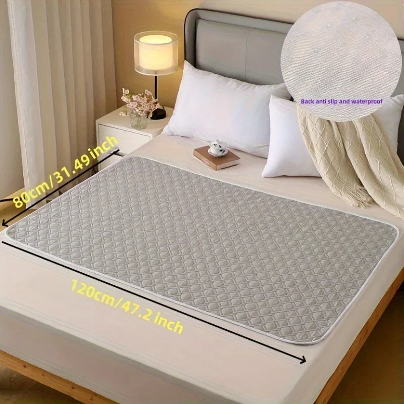 Washable Leak-Proof Bed Mats for Adults, Elderly & Pets Reusable Bed Mat Axl Grey-80x120cm