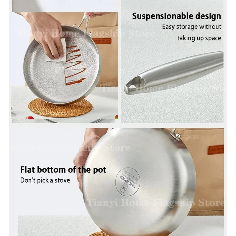 Titanium Stainless Steel Non-Stick Skillet 20/24/28cm Stainless Steel Skillet Axl