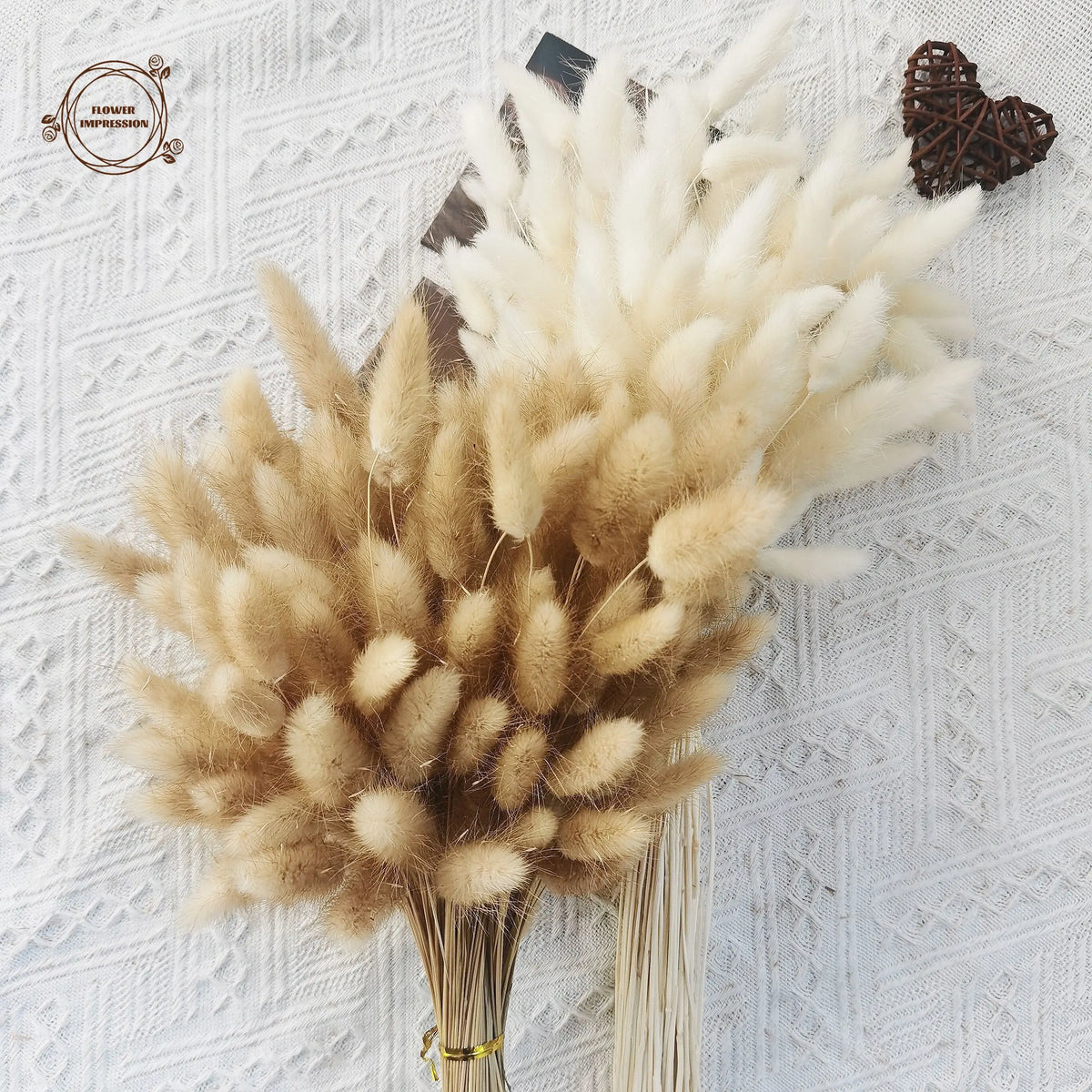 120pcs Dried Rabbit Tail Grass Pampas Bouquet | Boho Decor Dried Flower Bouquet Axl