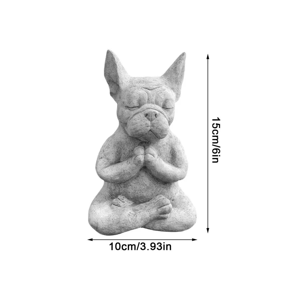 Zen French Bulldog Yoga Pose Resin Statue | Garden Figurine Garden Resin Figurine Axl
