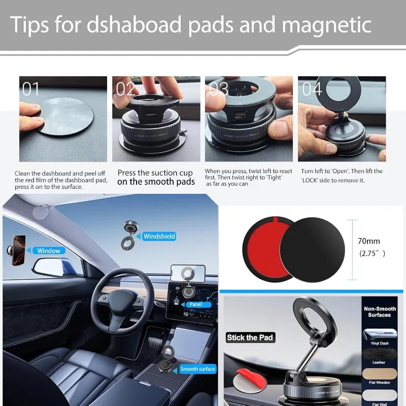 MagSafe Car Phone Mount – 360° Rotation Vacuum Suction Cup Car Phone Mount Axl