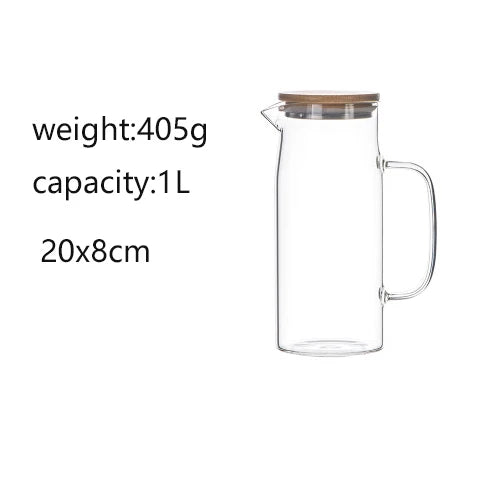 KEMORELA Glass Kettle 1L/1.5L – Bamboo Lid & BPA-Free Filter Glass Kettle Jug Axl kattle-1L >1L