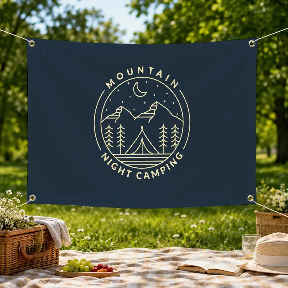 Camping Outdoor Logo Flag Banner – Wall Decor Indoor & Outdoor Wall Flag Banner Axl