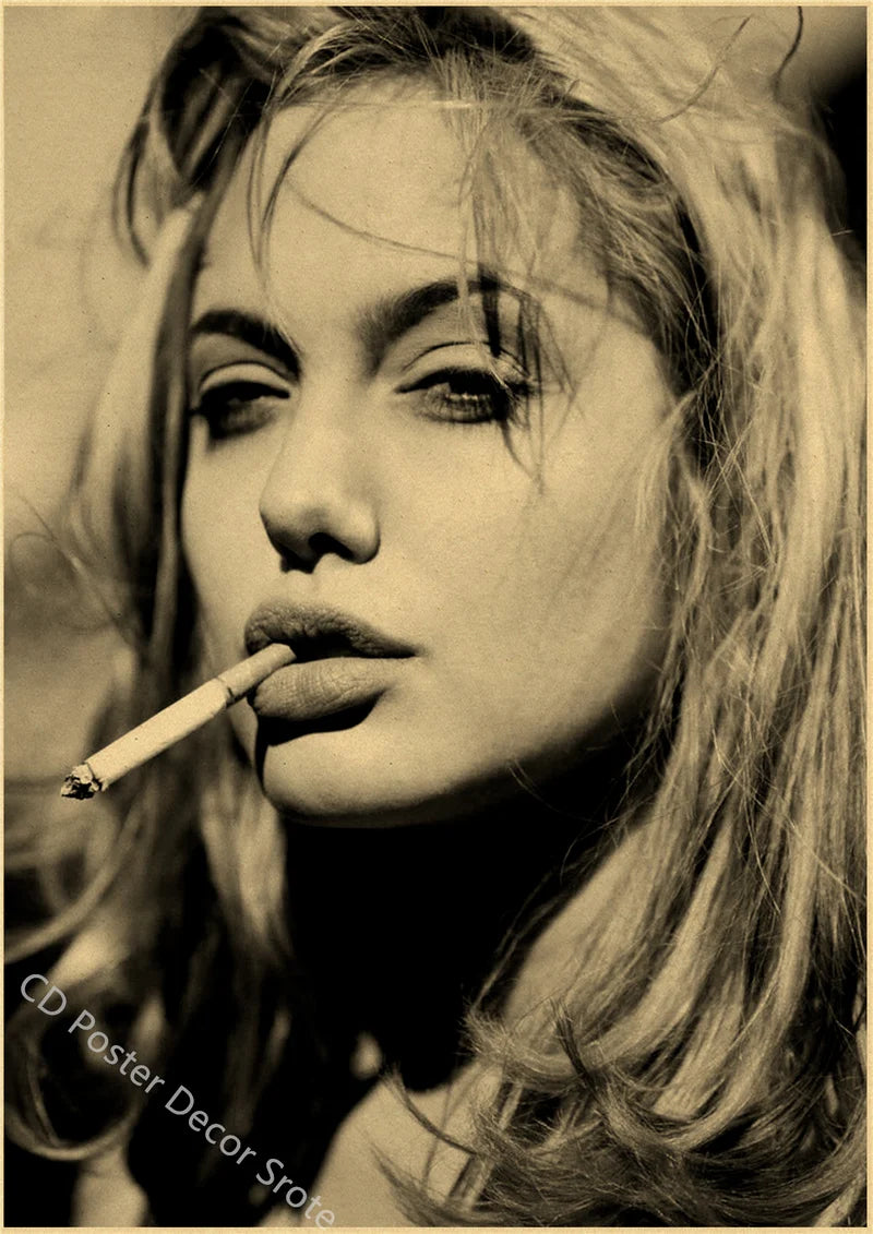 Angelina Jolie Vintage Kraft Paper Poster | Retro Wall Art Print Vintage Wall Poster Axl