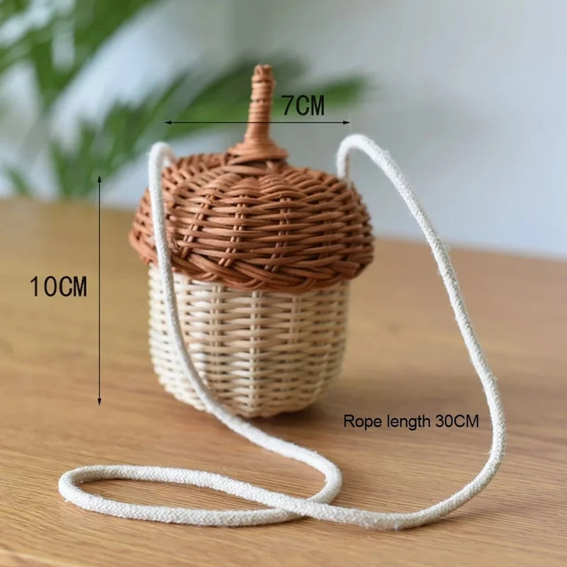 Retro Rattan Woven Storage Basket – Portable Handheld Organizer Woven Storage Basket Axl Chocolate