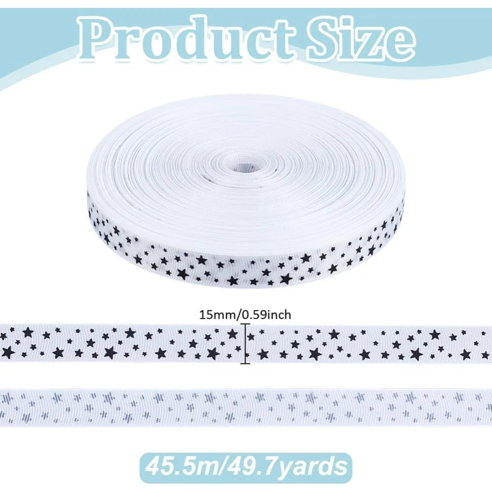 White Star Polyester Ribbon 5/8" – 99.52 Yards Gift Wrap Decorative Craft Ribbon Axl
