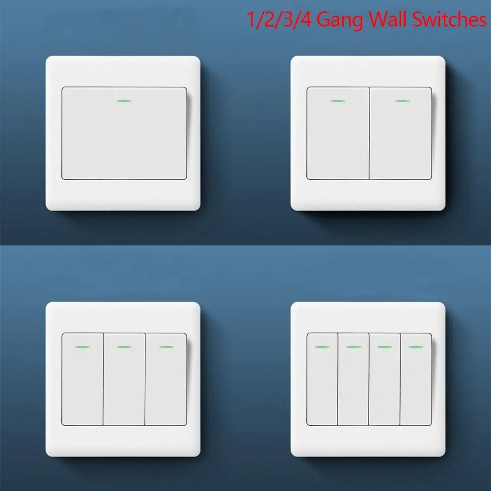 1–4 Gang Push Button Wall Light Switch with Indicator Wall Light Switch Axl