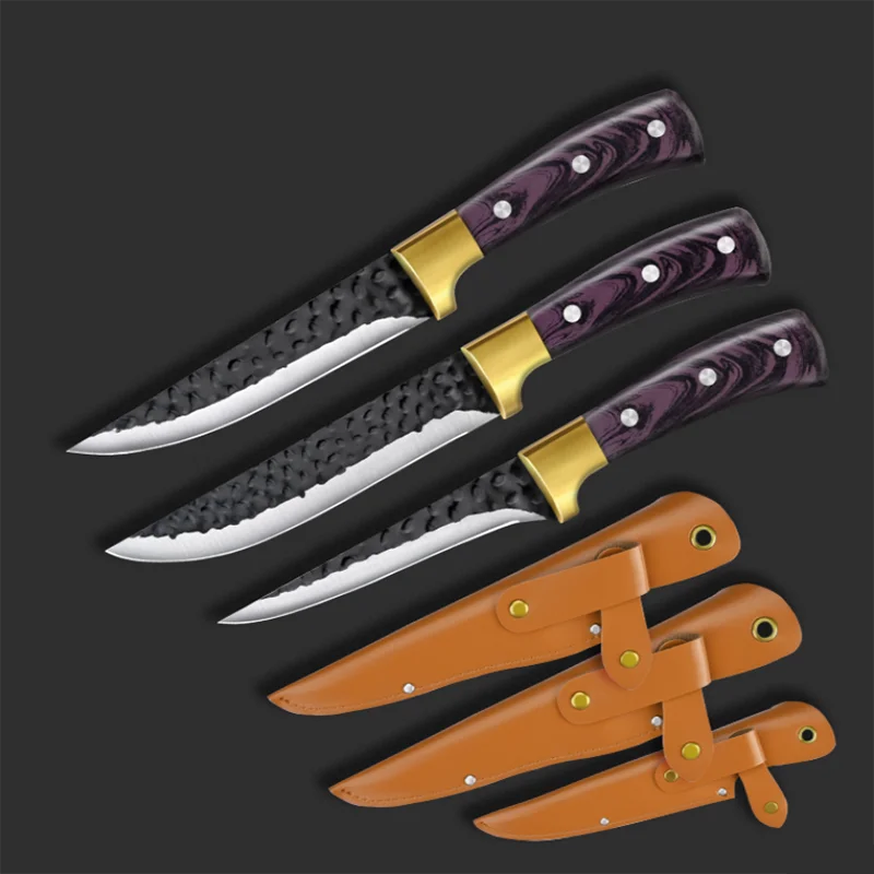 PLYS Stainless Steel Boning Knife Set – Sharp Chef Butcher Blade Boning Knife Set Axl 6pcs