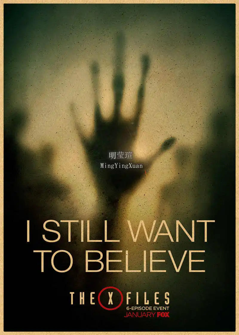 X-Files "I Want to Believe" UFO Alien Vintage Kraft Poster Vintage Wall Poster Axl 7 42x30cm