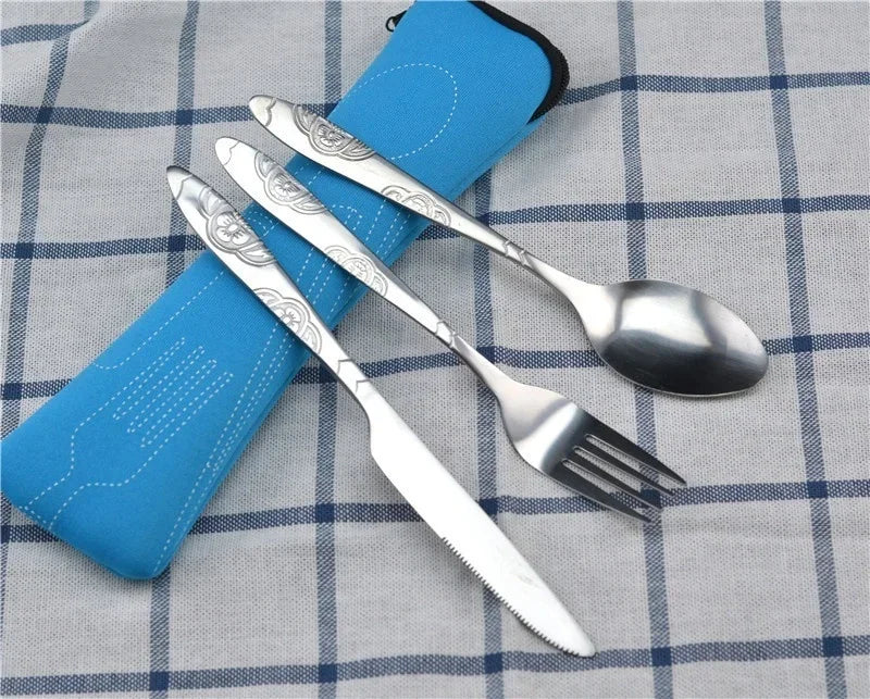 Stainless Steel Travel Cutlery Set – Fork, Spoon & Knife Kit Travel Cutlery Set Axl 4