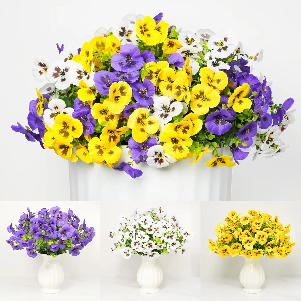 6 Pcs Silk Pansy Artificial Flowers – Wedding & Home Décor Artificial Silk Flowers Axl