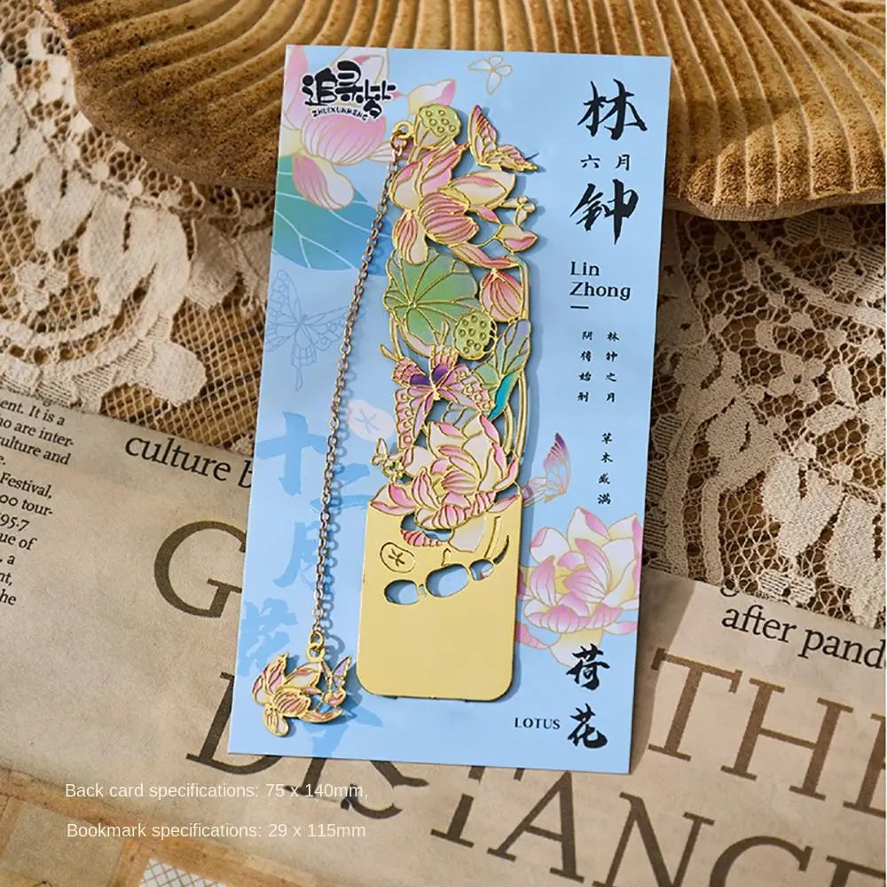 Retro Metal Hollow Flower Bookmark with Tassel | Chinese Style Metal Bookmark Axl Style 6