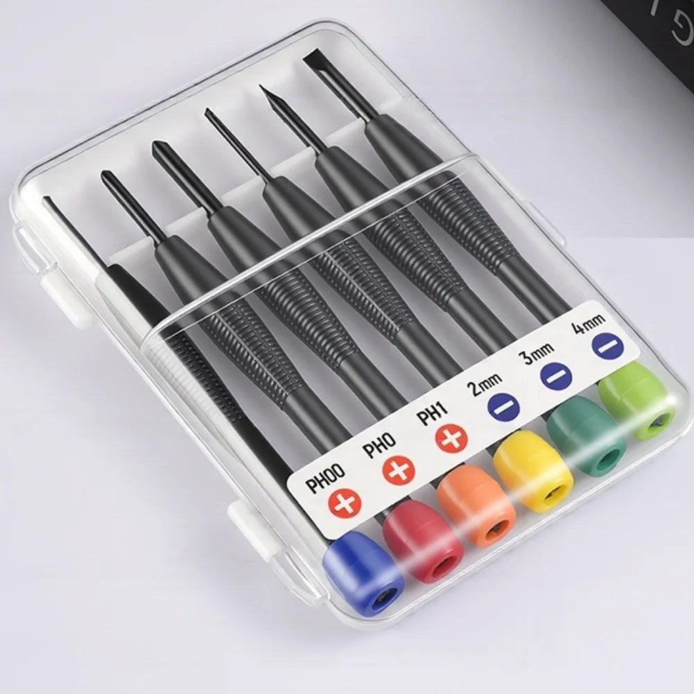 6-Piece Precision Screwdriver Set | PH00 PH0 PH1 & Flat Bits Precision Screwdriver Set Axl