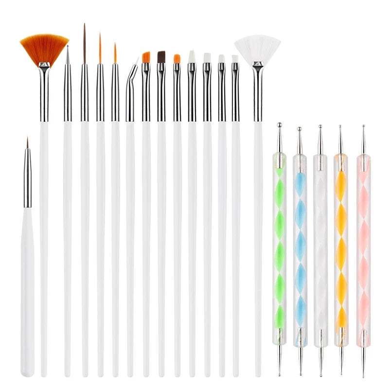 Nail Art Brush Set 8/12/20 Pc – Pointed Line & Detail Brushes Nail Art Brush Set Axl C